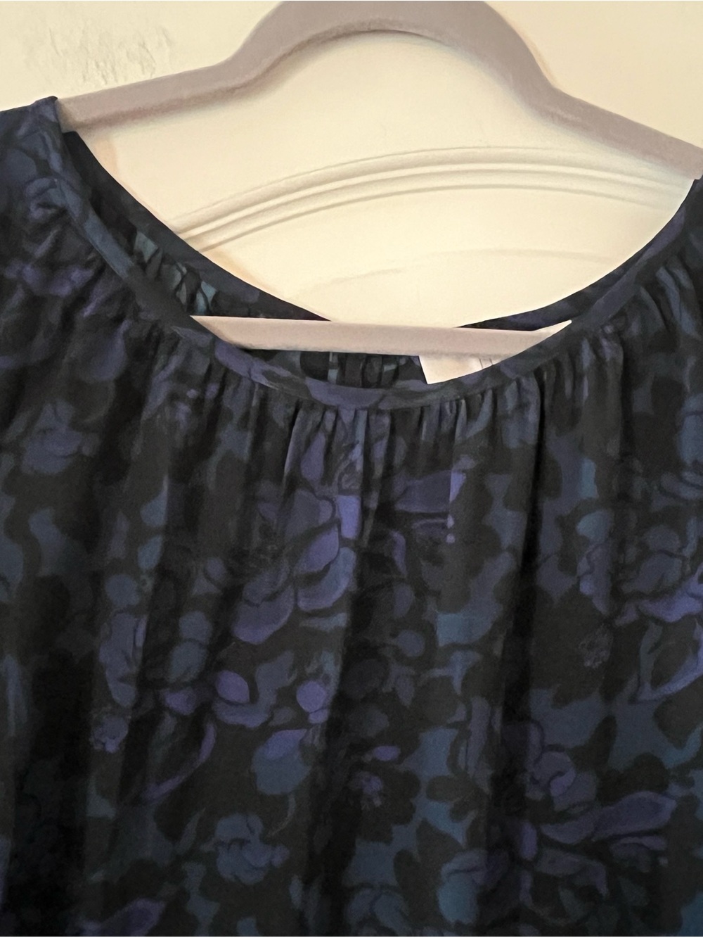 Loft Black Base Floral Long Sleeve Blouse in Dark Teal & Purple Accents Size XXL - Picture 9 of 16